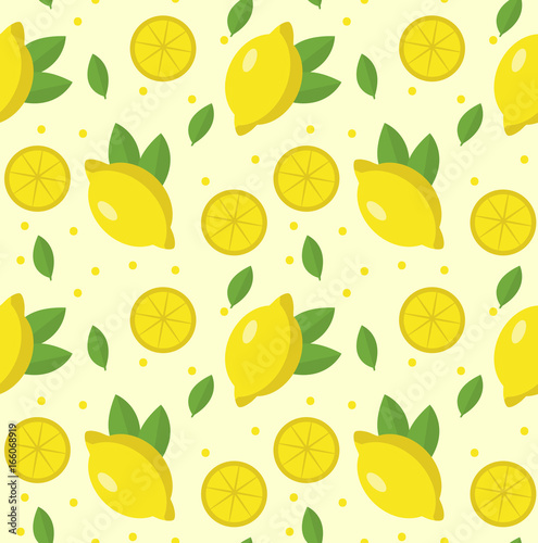 Lemon seamless pattern. Lemonade endless background, texture. Fruits background. Vector illustration