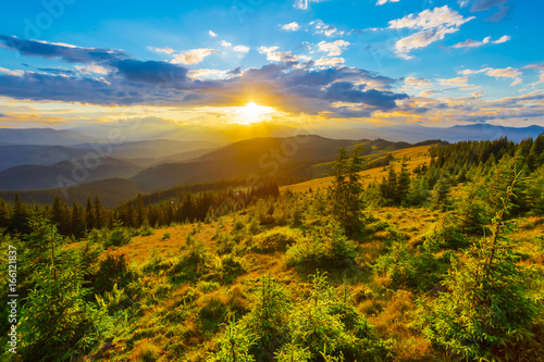 beautiful sunset mountain landscape, Carpathians mountain