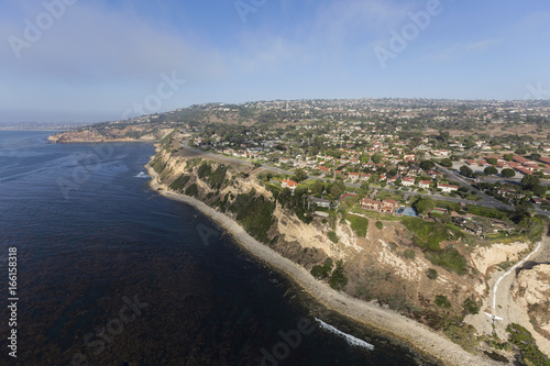 Southern California coast aerial view of Rancho Palos Verdes in Los Angeles County. 