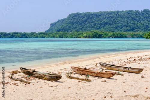 Outrigger canoes in the bay at Port Olry - Espiritu Santo, Vanuatu