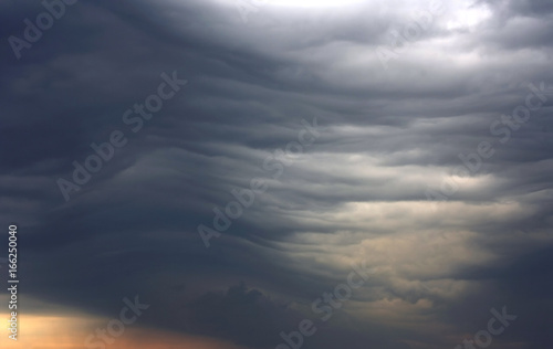 unusual dark gray stratus clouds