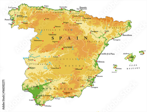 Spain relief map