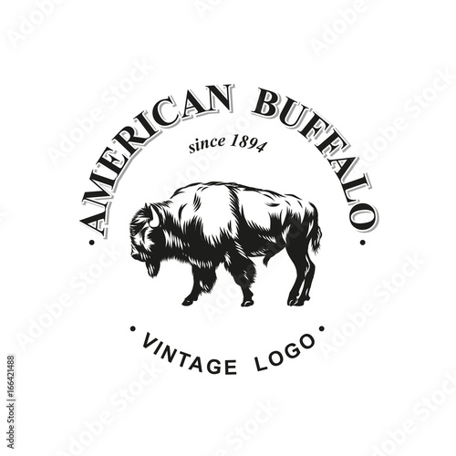 American buffalo logo inked vector