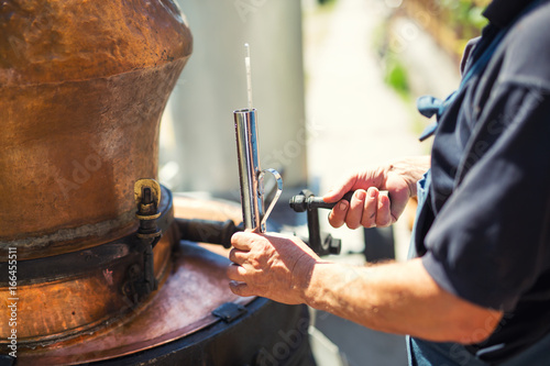 Traditional homemade distillery for making brandy