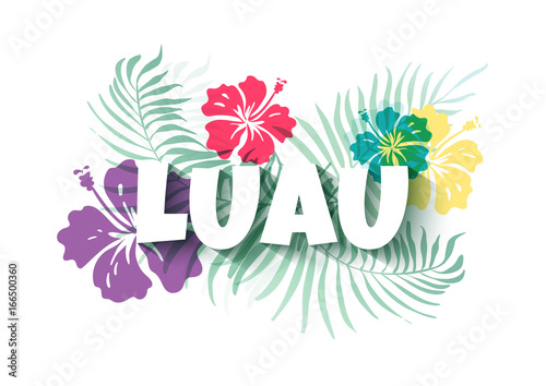 Hawaiian Luau Colorful background. Party Sign. Vector illustration
