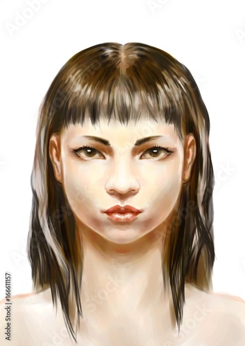 Portret młodej kobiety - cyfrowa akwarela