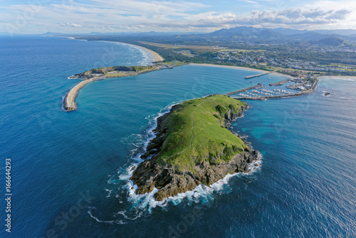 Muttonbird Island looking south-west towards Jetty Beach and Coffs Harbour