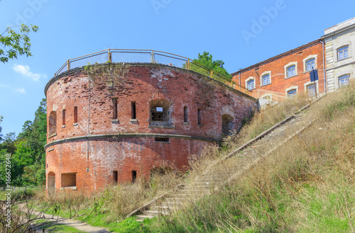 So called " Caponier (polish:Kojec) Meciszewskiego" in historic Modlin Fortress in Nowy Dwor Mazowiecki, in Poland on Narew river, 50 km north from Warsaw