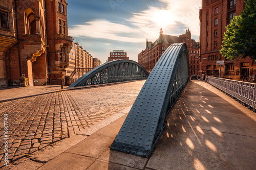 Historical bridge in the Hamburg Speicherstadt