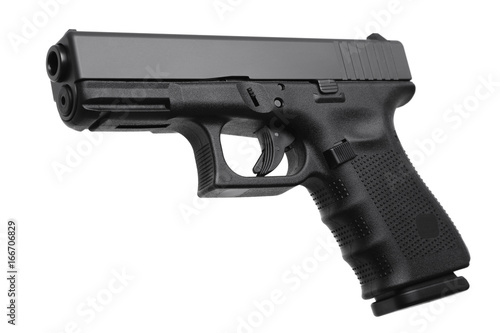 black gun pistol isolated on white