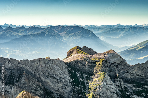 Mountain view from Mount Saentis, Switzerland , Swiss Alps.