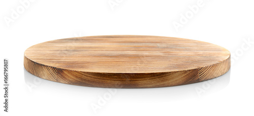 Wooden board on white background