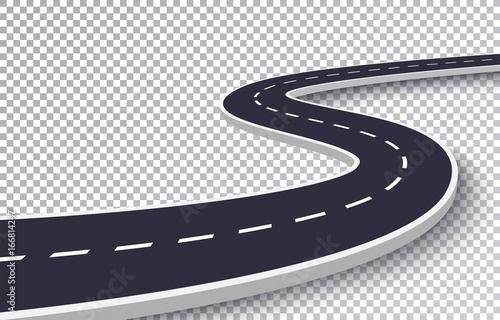 Winding Road Isolated Transparent Special Effect. Road way location infographic template. Vector EPS 10