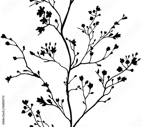 seamless banner branches silhouette background