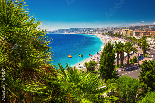 Beach promenade in old city center of Nice, French riviera, France, Europe.