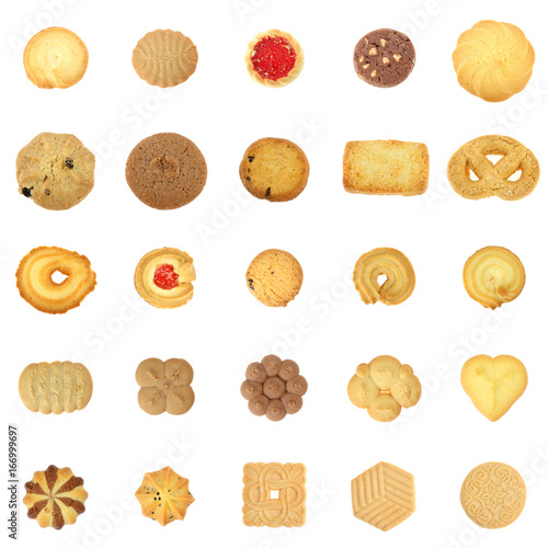 collection cookies set on white background