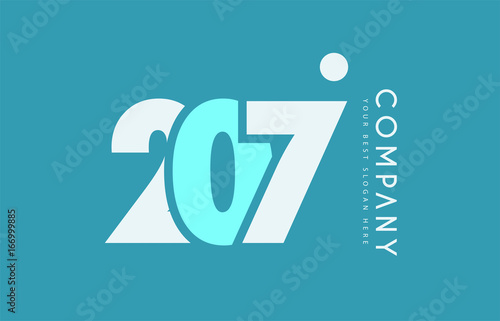 number 207 blue white cyan logo icon design