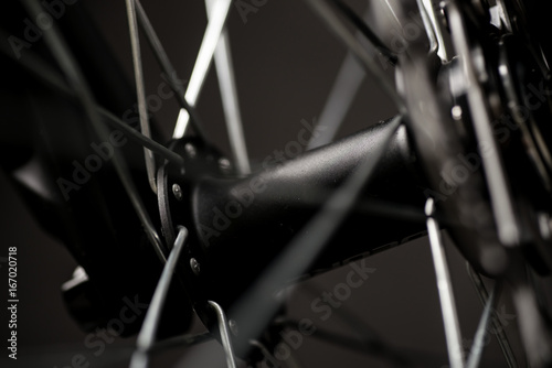 mountain bicycle photography in studio, bike parts, wheel, round