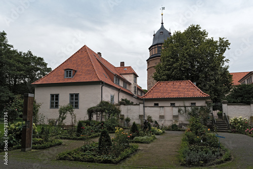 The Diepholzer castle with tower and roses garden