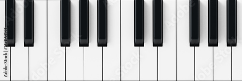 White and black piano keys background. 3D illustration
