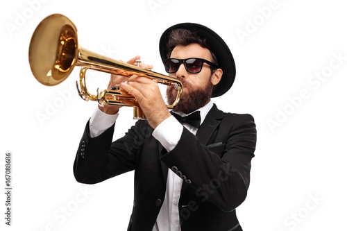 Musician playing a trumpet