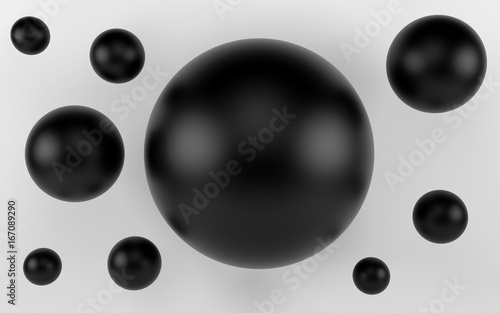 Black shpere pearl background. 3d render