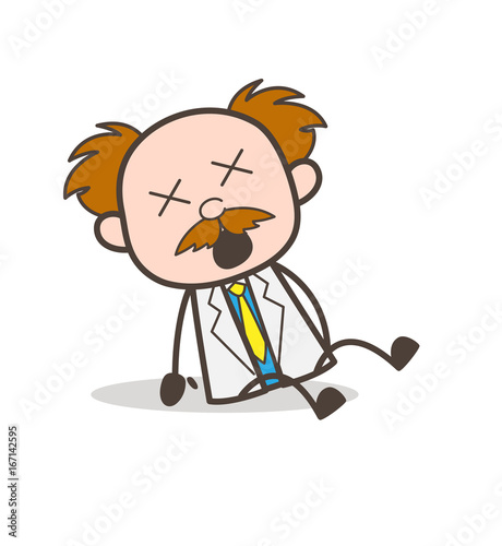 Cartoon Scientist Dizzy Face Vector Illustration