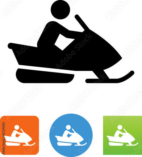 Person Riding A Snowmobile Icon - Illustration