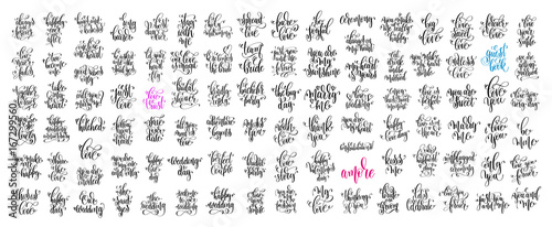 set of 100 hand lettering wedding invitation and romantic valent