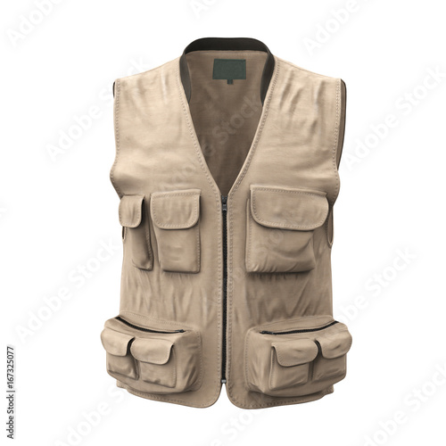 Fishing Vest on white. 3D illustration