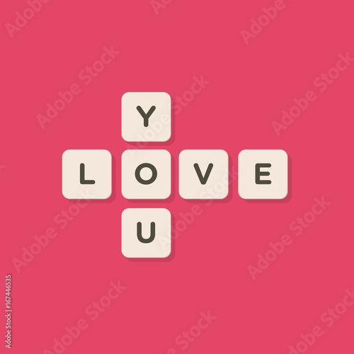 Love message written with tiles vector illustration 