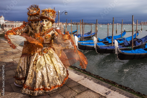 People in Venice dressed up with masks for carnival