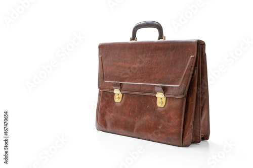 Old leather briefcase