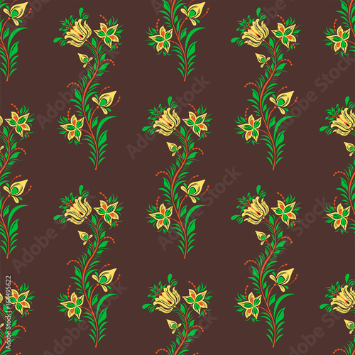 Vector khokhloma seamless pattern traditional Russia drawn illustration ethnic ornament painting illustration