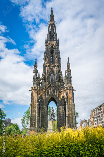 Sir Walter Scott Monument in Princes Street Gardens in Edinburgh, Scotland.