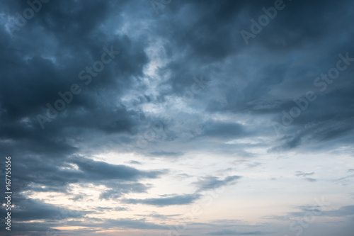 Dark cloud and blue sky storm background with cloudy before rain storms.