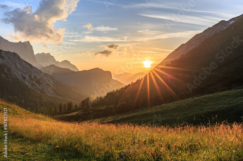 Sonnenuntergang auf der Hallerangeralm im Karwendel