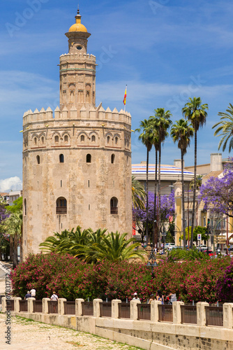 View of Torre del Oro, Seville, Spain.