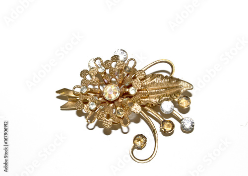 Antique Pendant Brooch on White Background