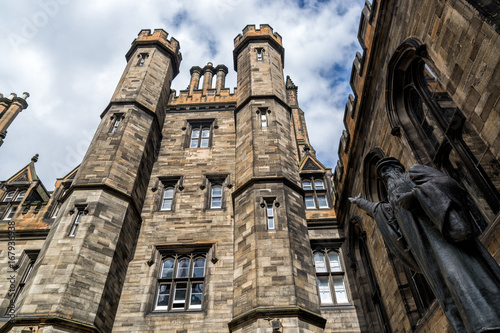 Statue of John Knox in the New College quadrangle of University of Edinburgh, Scotland.