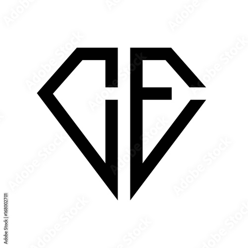 initial letters logo ce black monogram diamond pentagon shape