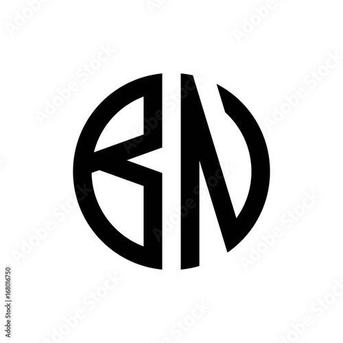 initial letters logo bn black monogram circle round shape vector