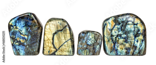 Labradorite crystal stones on white