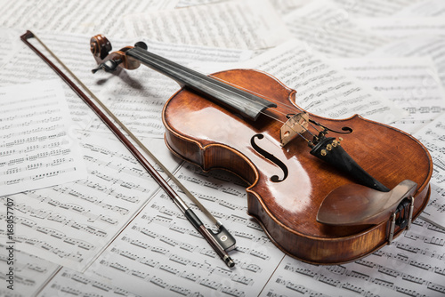 Viola on the sheets of music