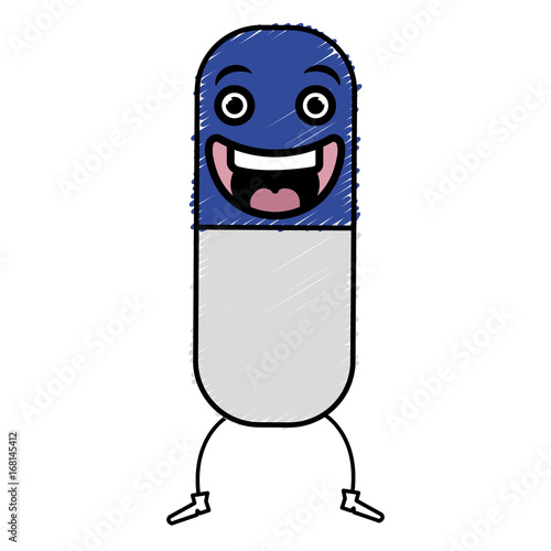 capsules medicine kawaii character vector illustration design