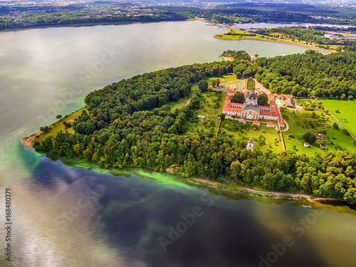 Kaunas, Lithuania: Pazaislis Monastery and Church, located on a peninsula in Kaunas Reservoir, in the summer