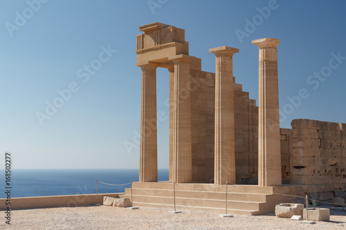 Ruins of the ancient Lindos acropolis on Rhodes island, Greece