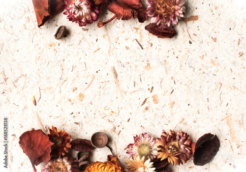 Fall background with dry flowers and potpourri