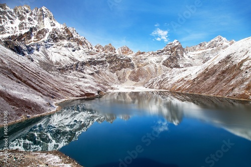 Dudh pokhari Gokyo lake and Phari Lapche peak