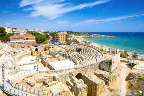 Historic site of an ancient Roman amphitheater in Tarragona, Spain